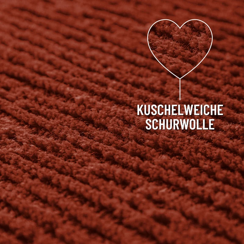 Kurzflor Teppich aus Schurwolle Kamin Rot "Castello ONE" WECONhome