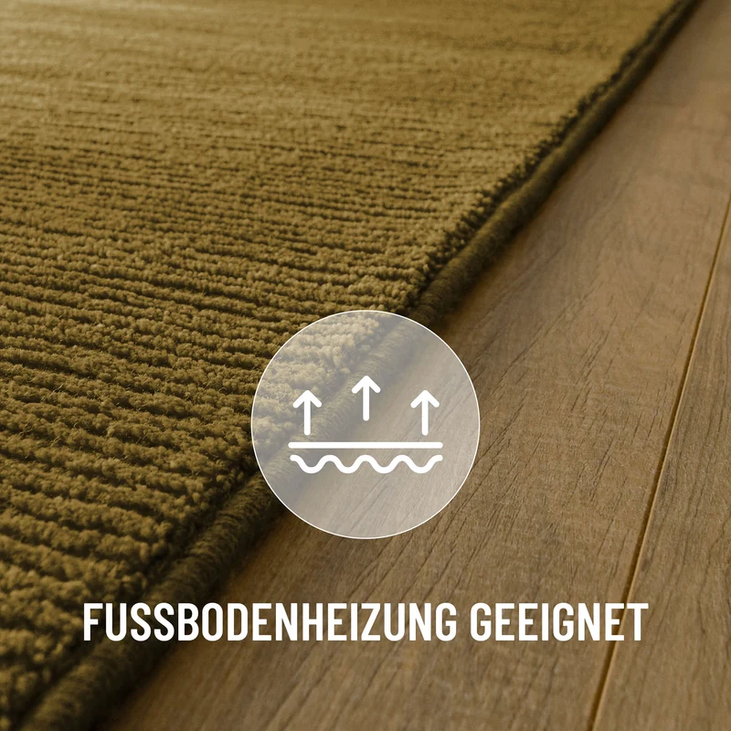 Kurzflor Teppich aus Schurwolle Blass Grün "Castello ONE" WECONhome
