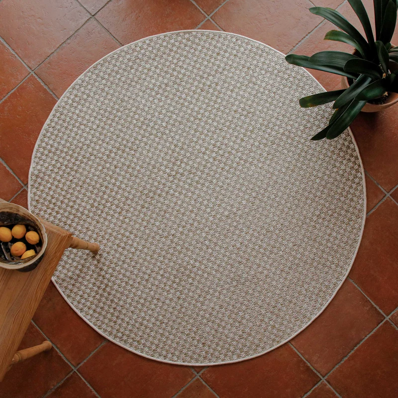 In- & Outdoor Teppich Rund Creme Weiß, pflegeleicht & wetterfest "Miami South Beach" WECONhome