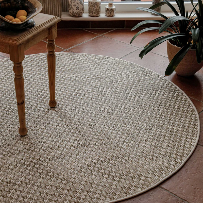 In- & Outdoor Teppich Rund Creme Weiß, pflegeleicht & wetterfest "Miami South Beach" WECONhome