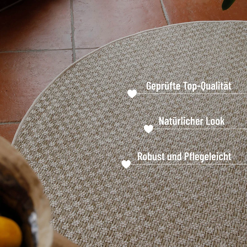 In- & Outdoor Teppich Rund Creme Weiß, pflegeleicht & wetterfest "Miami South Beach" WECONhome