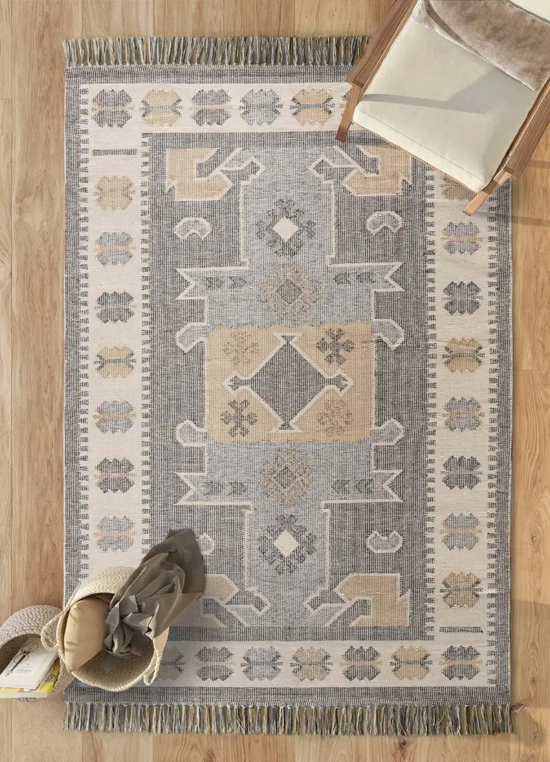 Alfombra kilim con flecos Multicolor Chandia 1098