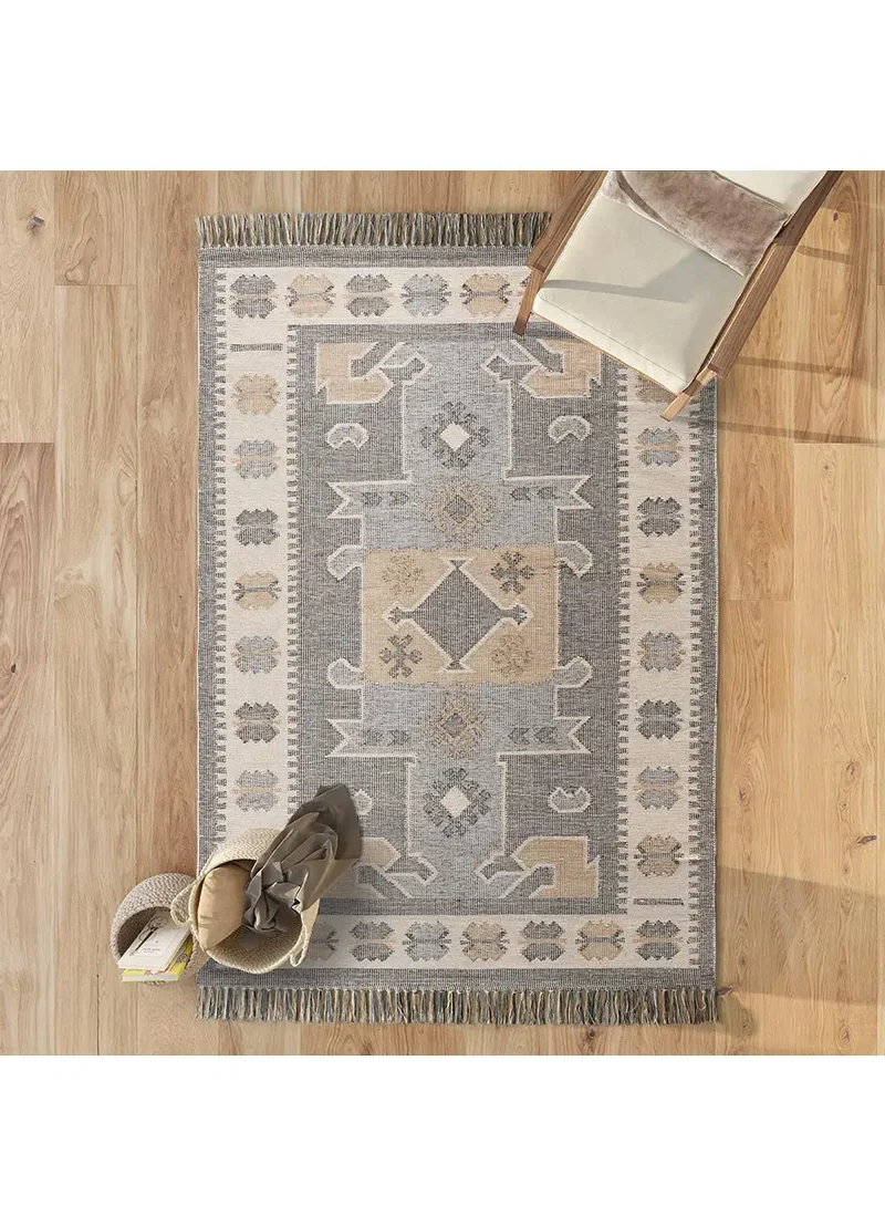 Alfombra kilim con flecos Multicolor Chandia 1098