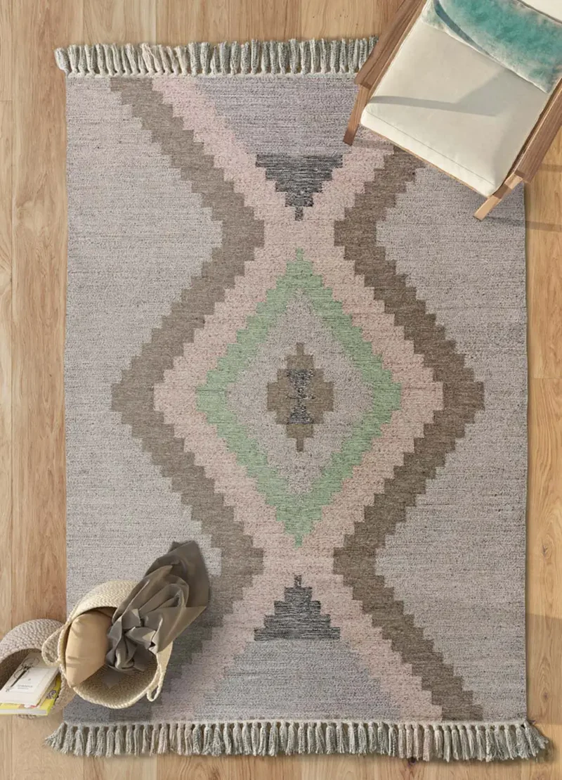 Alfombra kilim con flecos Multicolor Chandia 1140