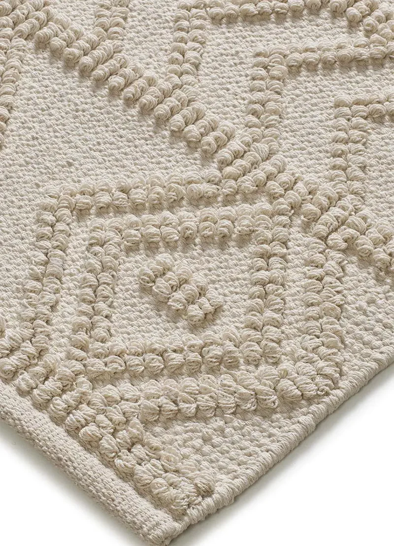 Alfombra de algodón reciclado Pamuk 1111 Crema