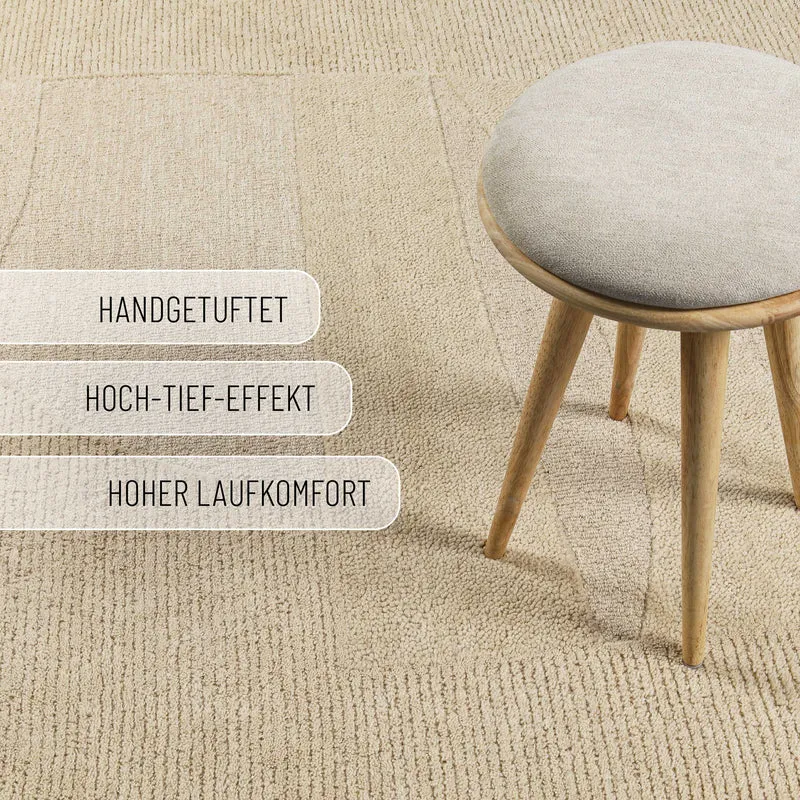 Kurzflorteppich Beige aus Schurwolle "Dodo" WECONhome