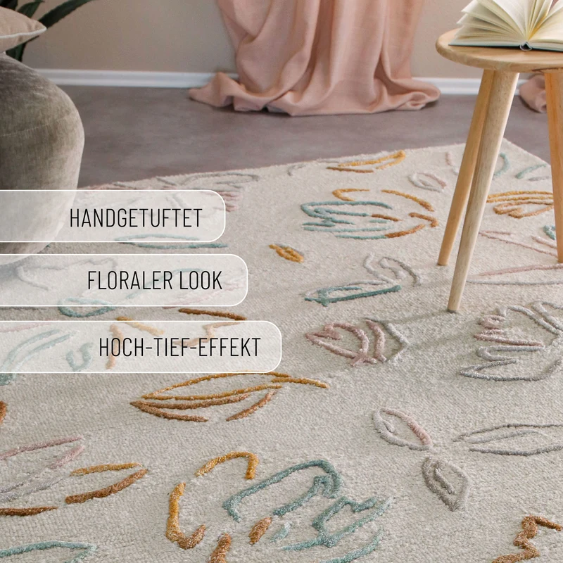 Kurzflorteppich Creme Weiß aus Schurwolle "Vee" WECONhome
