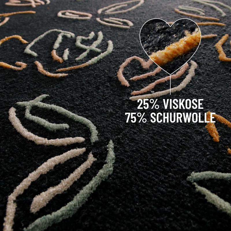 Kurzflorteppich Anthrazit aus Schurwolle "Vee" WECONhome