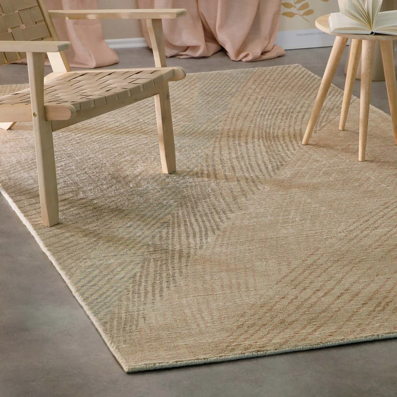 Kurzflorteppich Beige aus Viskose & Schurwolle "Skai" WECONhome
