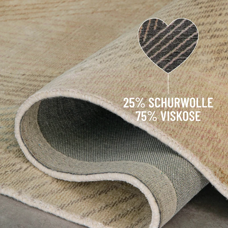 Kurzflorteppich Beige aus Viskose & Schurwolle "Skai" WECONhome