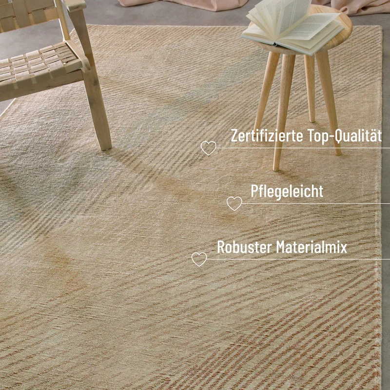 Kurzflorteppich Beige aus Viskose & Schurwolle "Skai" WECONhome