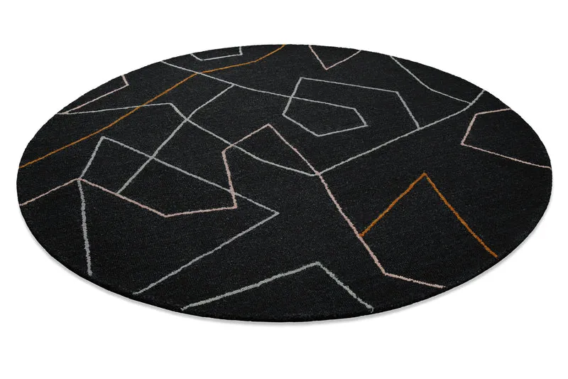 Kurzflorteppich Rund Anthrazit aus Schurwolle "Nox" WECONhome