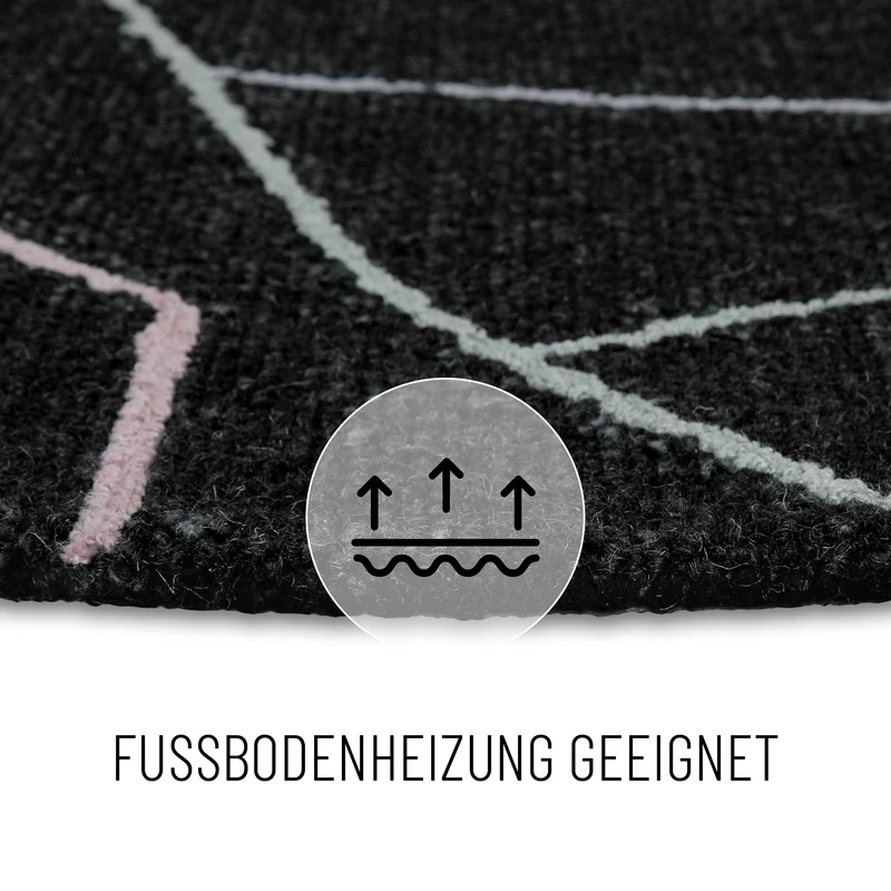 Kurzflorteppich Rund Anthrazit aus Schurwolle "Nox" WECONhome