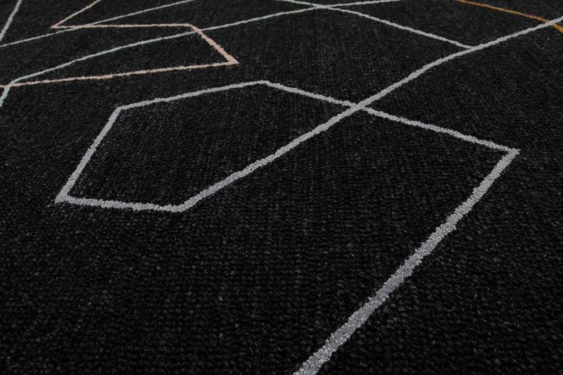 Kurzflorteppich Rund Anthrazit aus Schurwolle "Nox" WECONhome