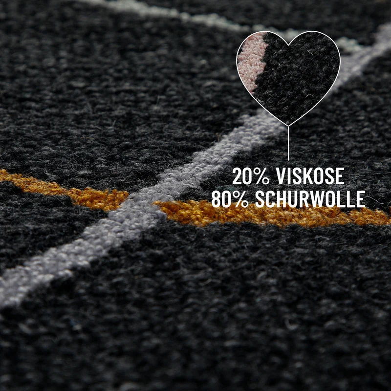 Kurzflorteppich Rund Anthrazit aus Schurwolle "Nox" WECONhome
