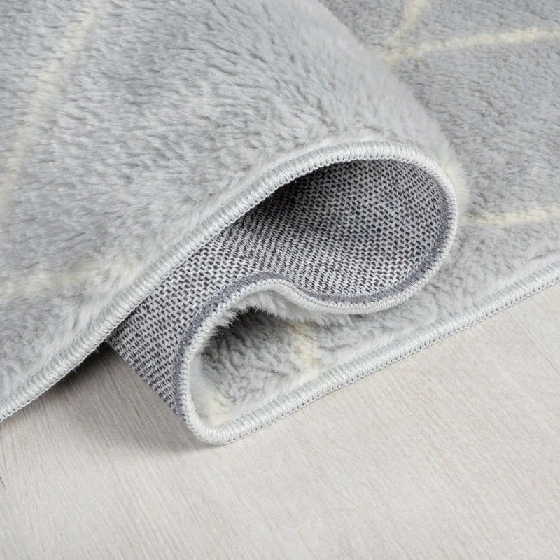Waschbarer Berber Teppich - Furo Alisha Grau Weiß