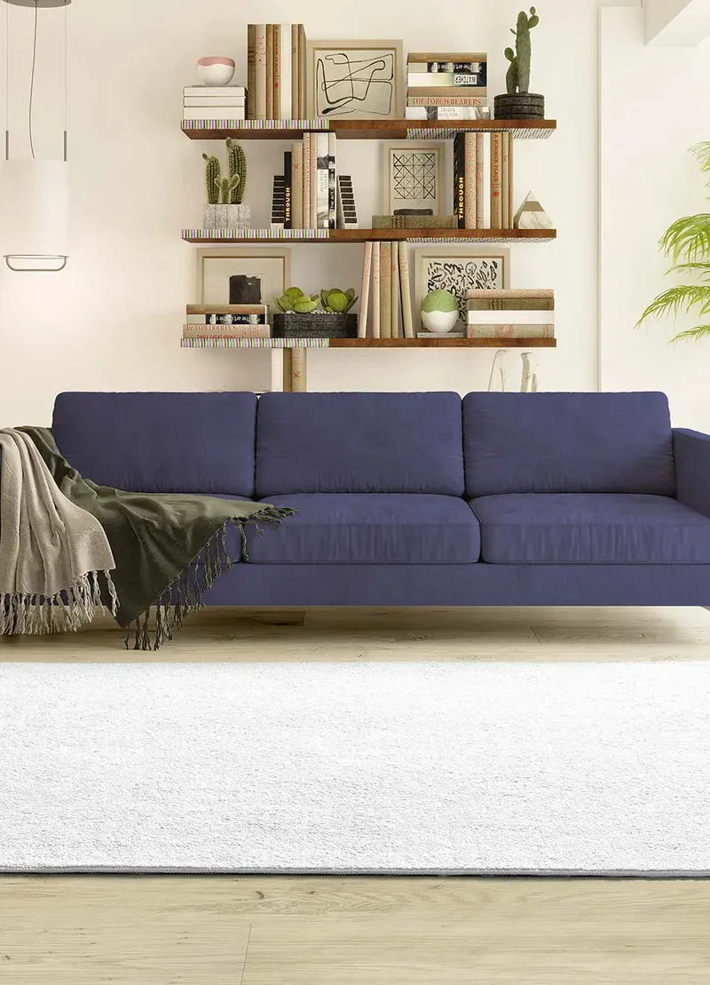 Alfombra lavable de microfibra Coraline Liso Blanco