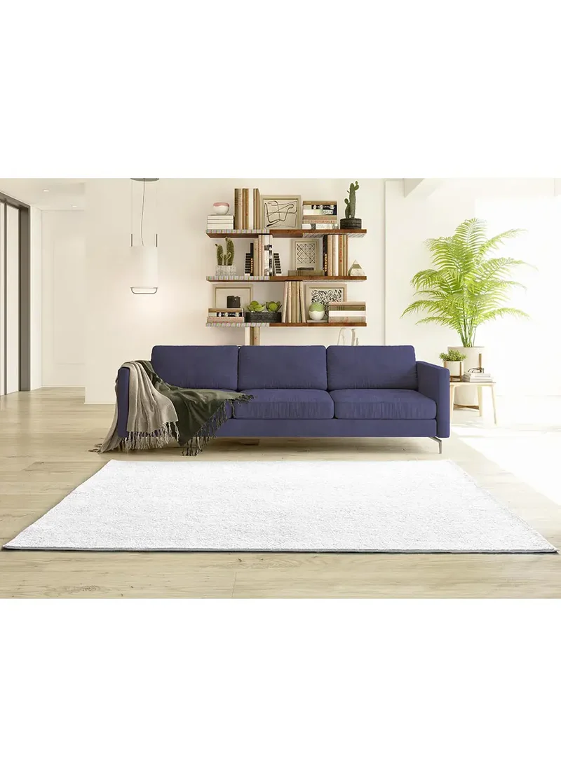 Alfombra lavable de microfibra Coraline Liso Blanco