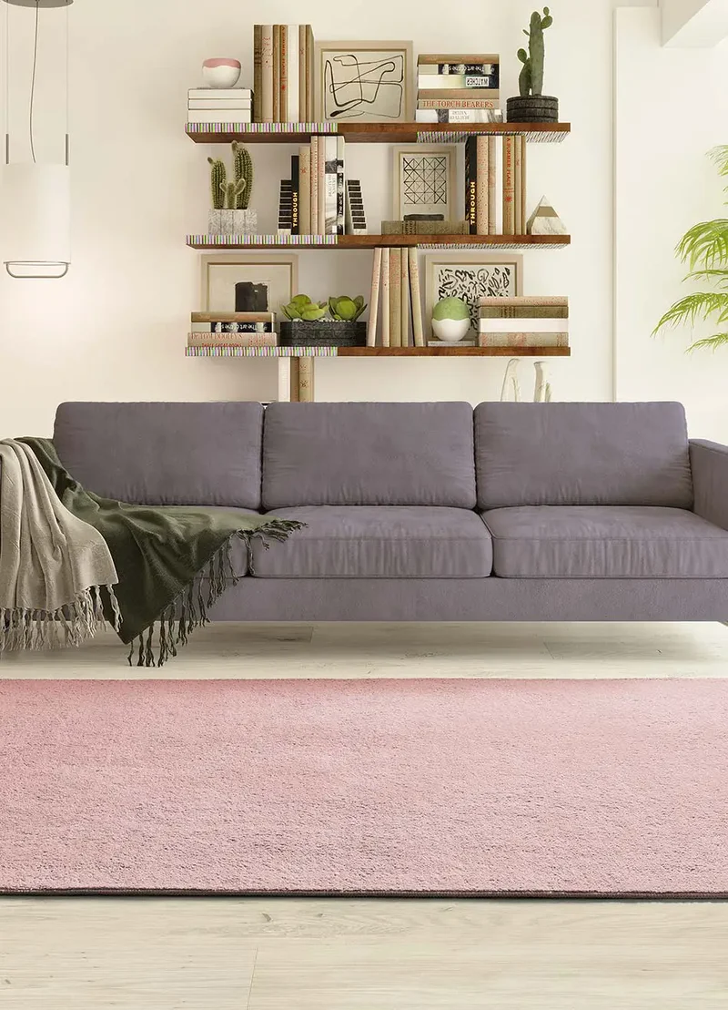 Alfombra lavable de microfibra Coraline Liso Rosa