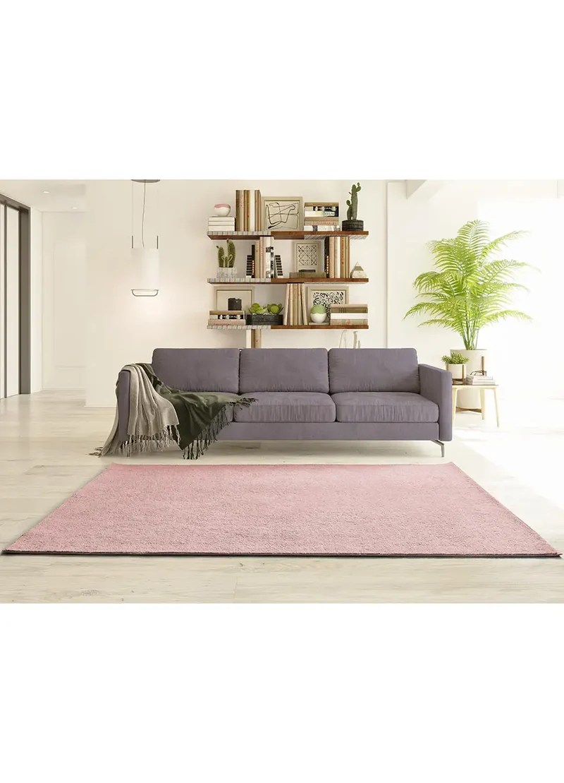 Alfombra lavable de microfibra Coraline Liso Rosa
