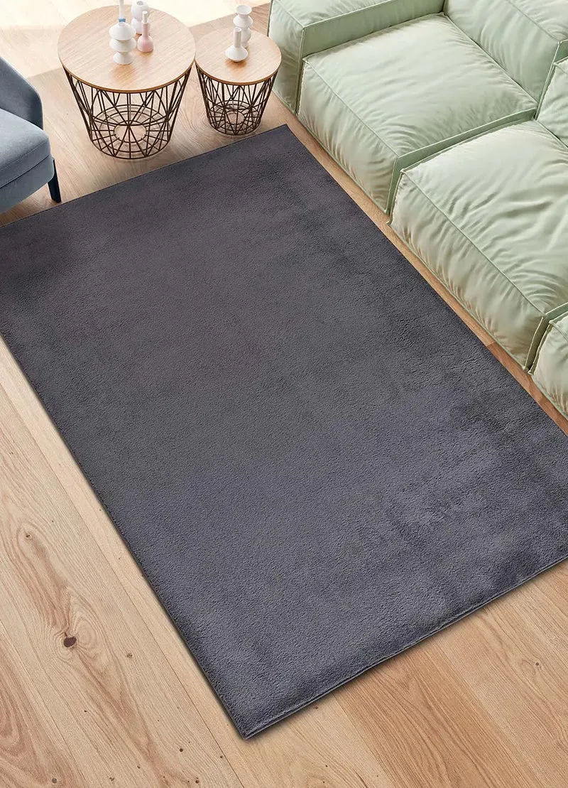 Alfombra lavable de microfibra Coraline Liso Antracita