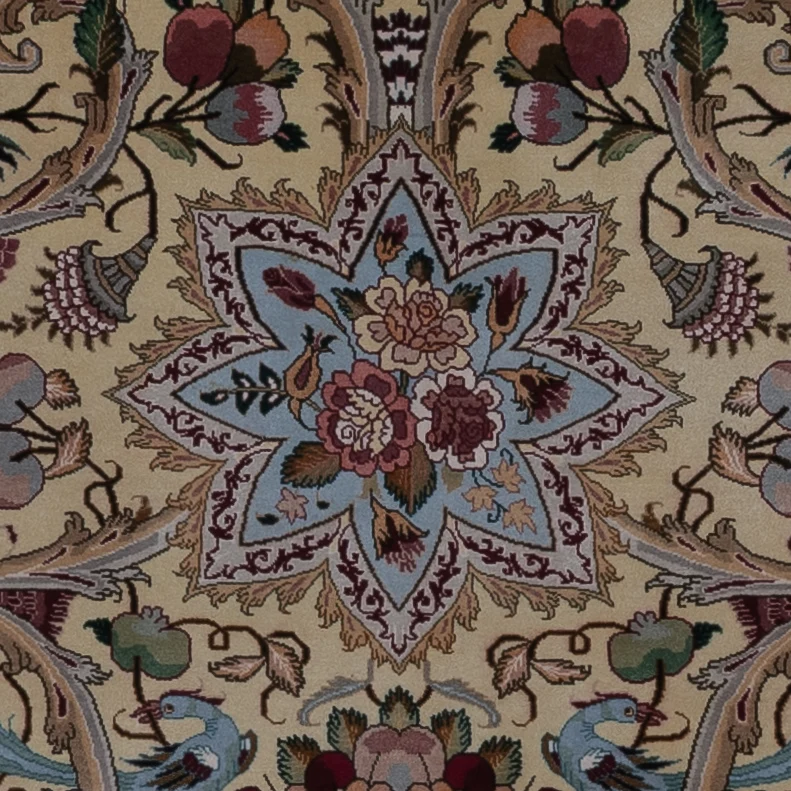 Täbriz - 50 Raj Teppich 200x200cm - Perserteppich - olivgrün