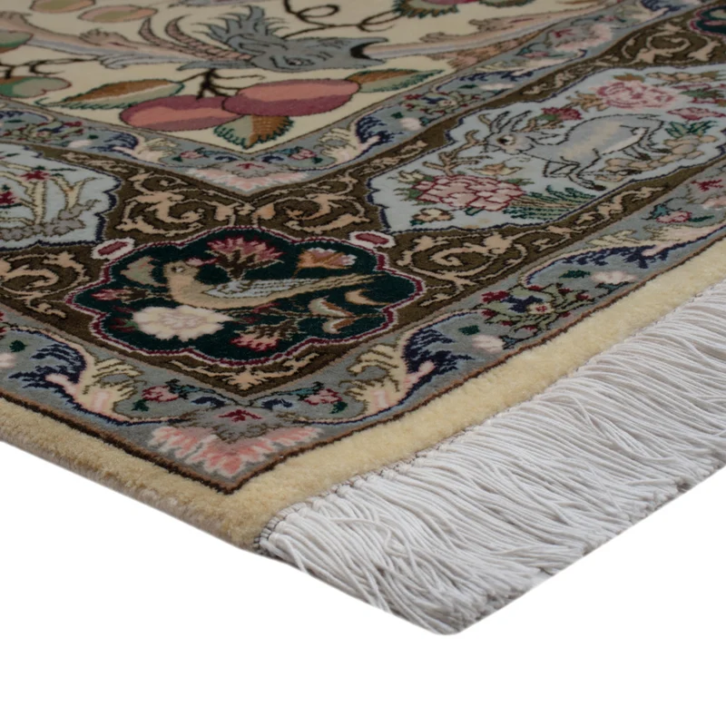 Täbriz - 50 Raj Teppich 200x200cm - Perserteppich - olivgrün
