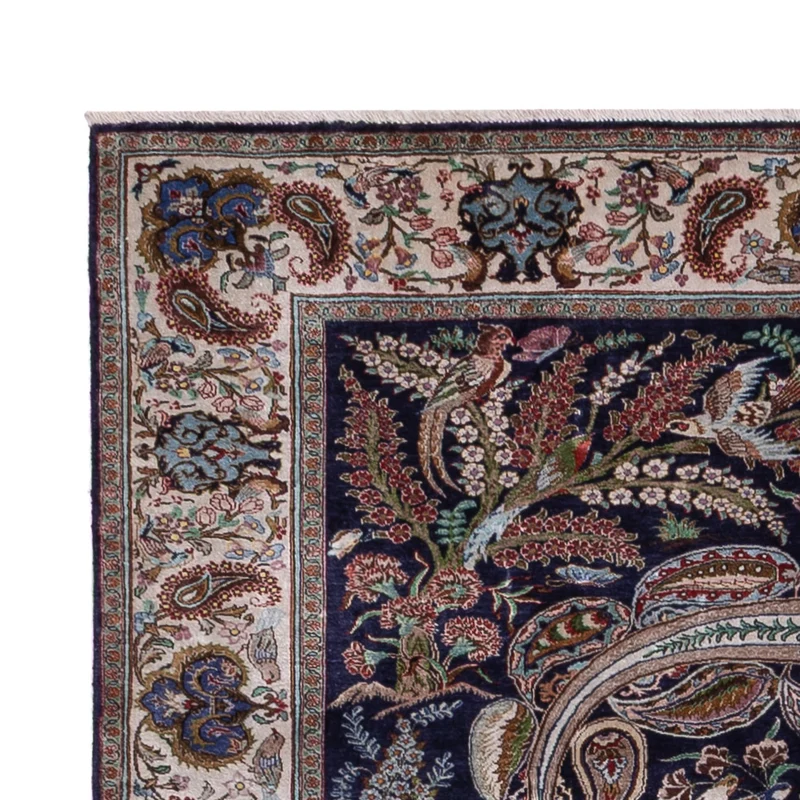 Ghom Teppich 140x195cm - Perserteppich - dunkelblau