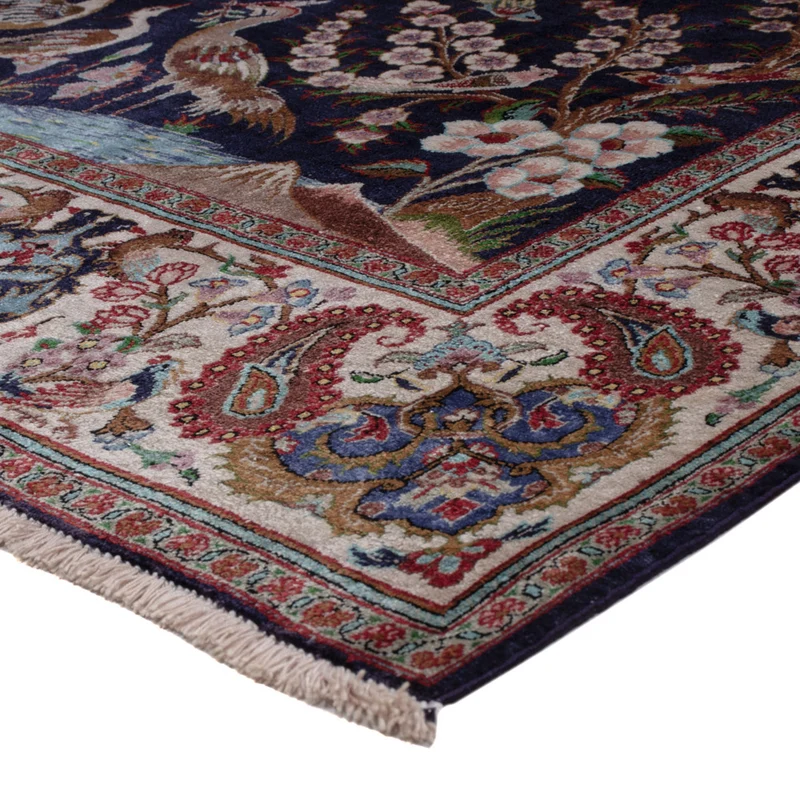 Ghom Teppich 140x195cm - Perserteppich - dunkelblau