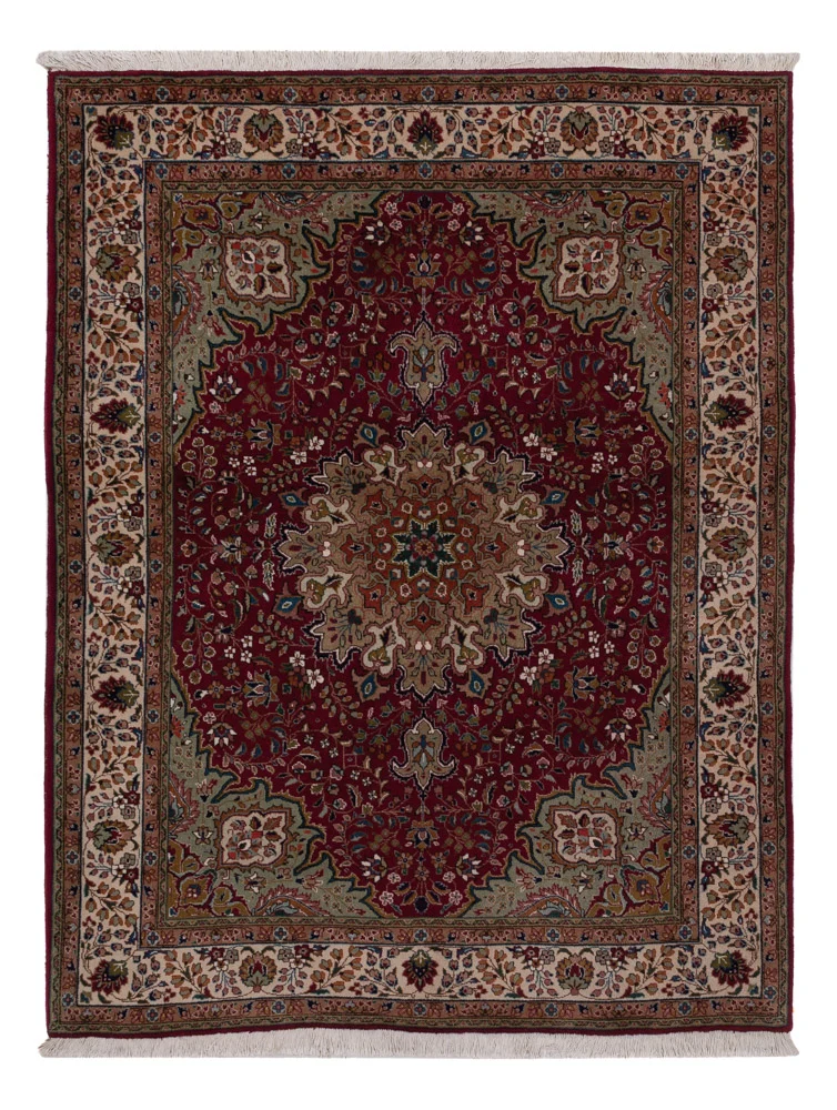 Täbriz Teppich 147x195cm - Perserteppich - weinrot