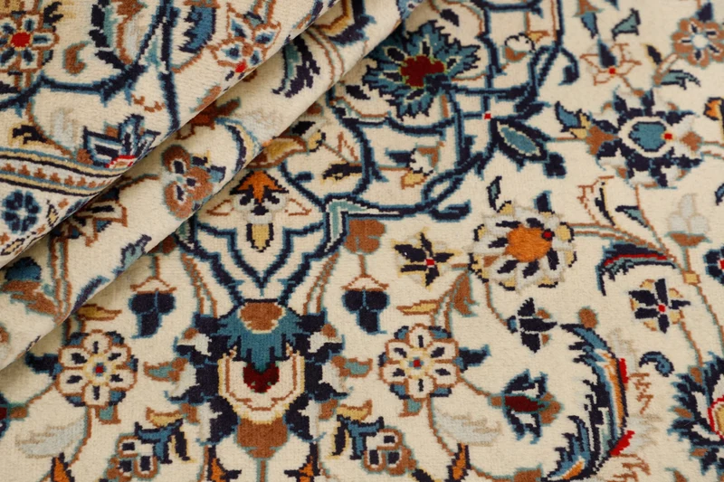 MY-RUG Teppich "Keshan Fine" Zentrales Medaillon auf hellem Hintergrund, Handgeknüpft
