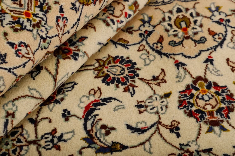 MY-RUG Teppich "Keshan Fine" Zentrales Medaillon auf hellem Hintergrund, Handgeknüpft