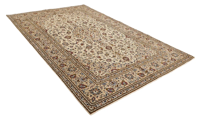 MY-RUG Teppich "Keshan Fine" Zentrales Medaillon auf hellem Hintergrund, Handgeknüpft