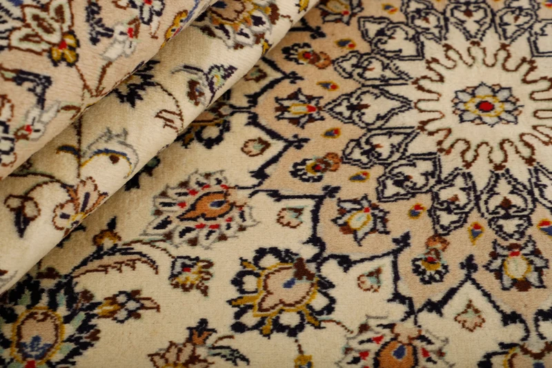 MY-RUG Teppich "Keshan Fine" Zentrales Medaillon auf hellem Hintergrund, Handgeknüpft