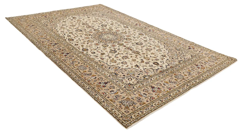 MY-RUG Teppich "Keshan Fine" Zentrales Medaillon auf hellem Hintergrund, Handgeknüpft