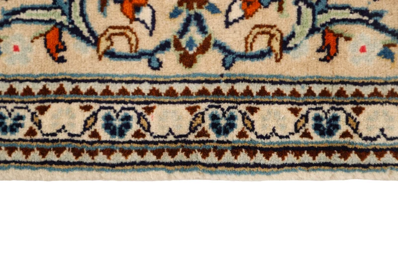 MY-RUG Teppich "Keshan Fine" Zentrales Medaillon auf hellem Hintergrund, Handgeknüpft
