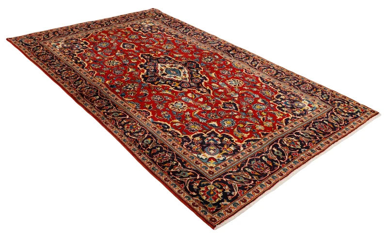 MY-RUG Teppich "Keshan Fine" Zentrales Medaillon auf hellem Hintergrund, Handgeknüpft