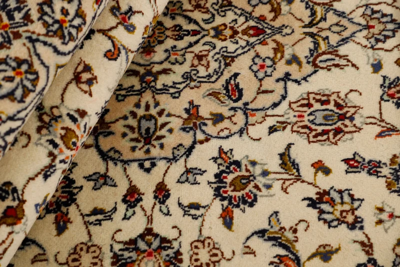 MY-RUG Teppich "Keshan Fine" Zentrales Medaillon auf hellem Hintergrund, Handgeknüpft
