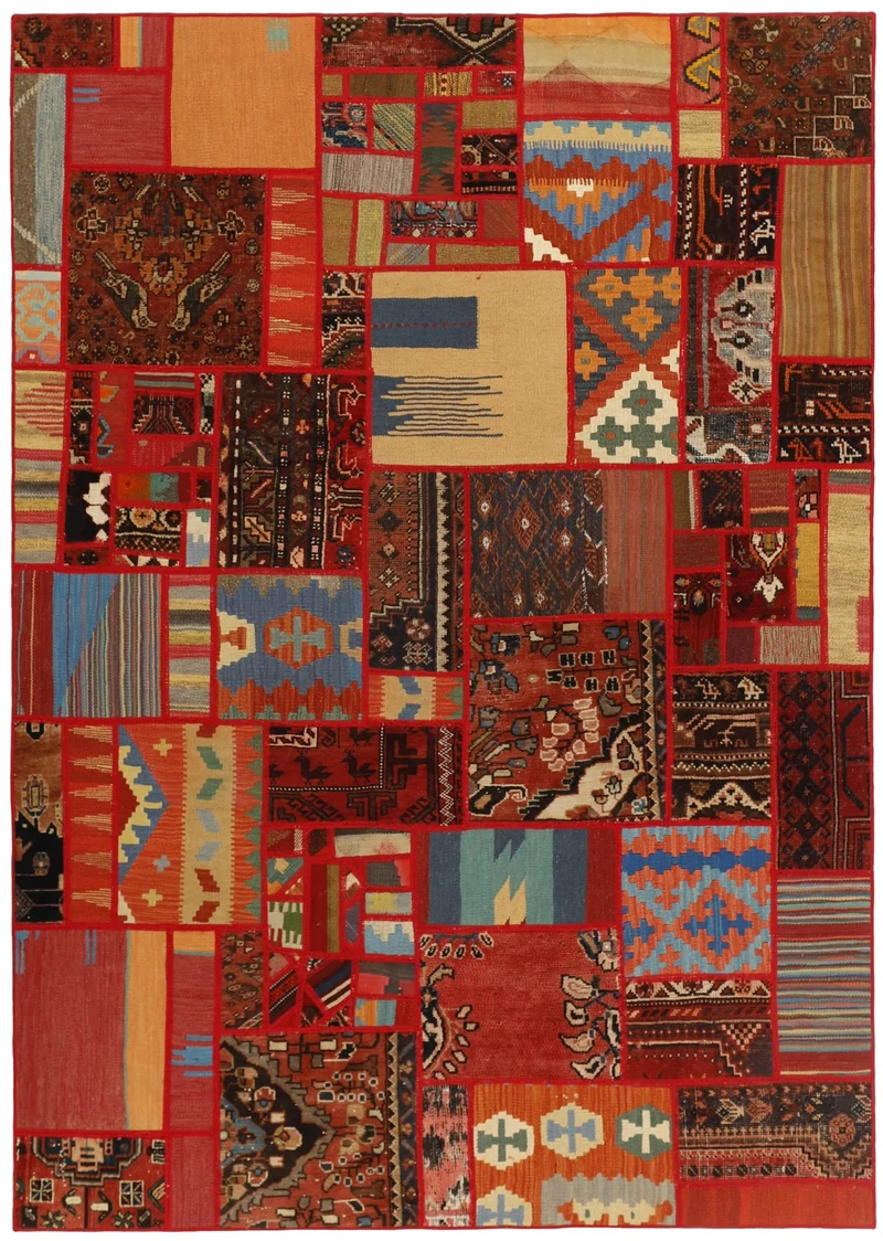 MY-RUG Teppich "Modern Patchwork " Geometrische Muster, Handgeknüpft