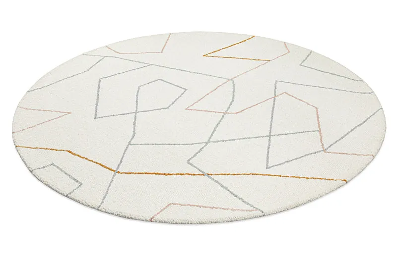 Kurzflorteppich Rund Creme Weiß aus Schurwolle "Nox" WECONhome