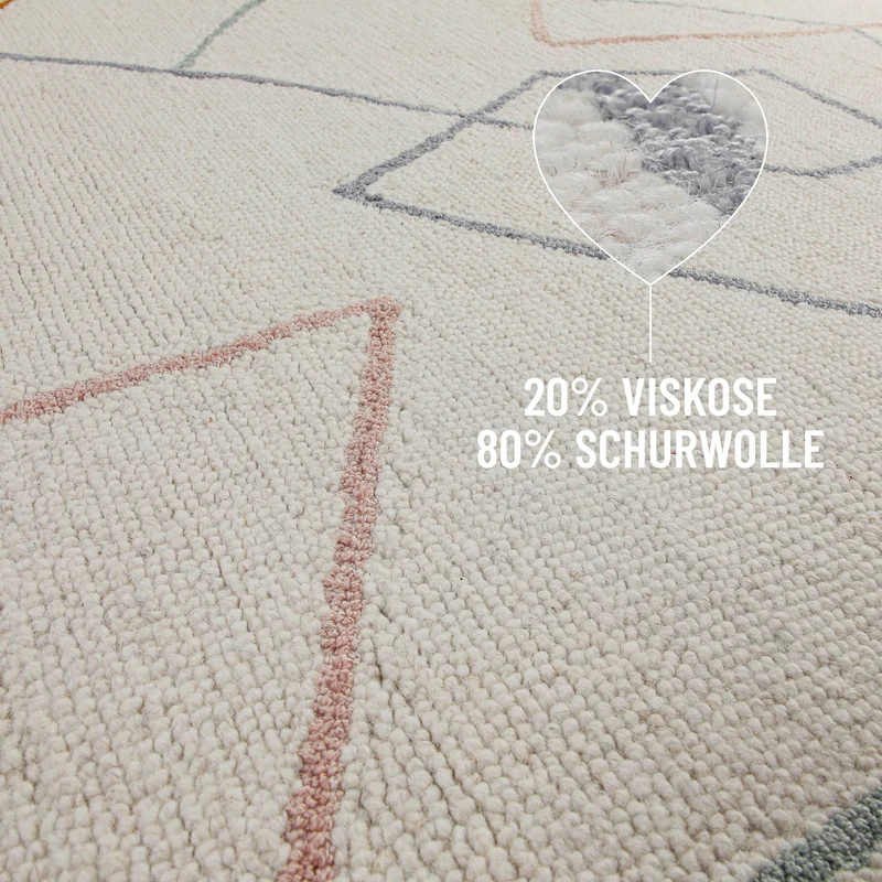 Kurzflorteppich Rund Creme Weiß aus Schurwolle "Nox" WECONhome