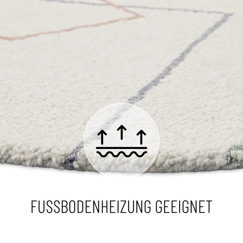 Kurzflorteppich Rund Creme Weiß aus Schurwolle "Nox" WECONhome