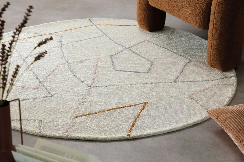 Kurzflorteppich Rund Creme Weiß aus Schurwolle "Nox" WECONhome