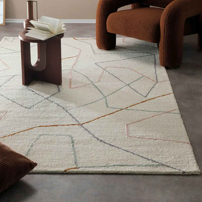 Kurzflorteppich Creme Weiß aus Schurwolle "Nox" WECONhome
