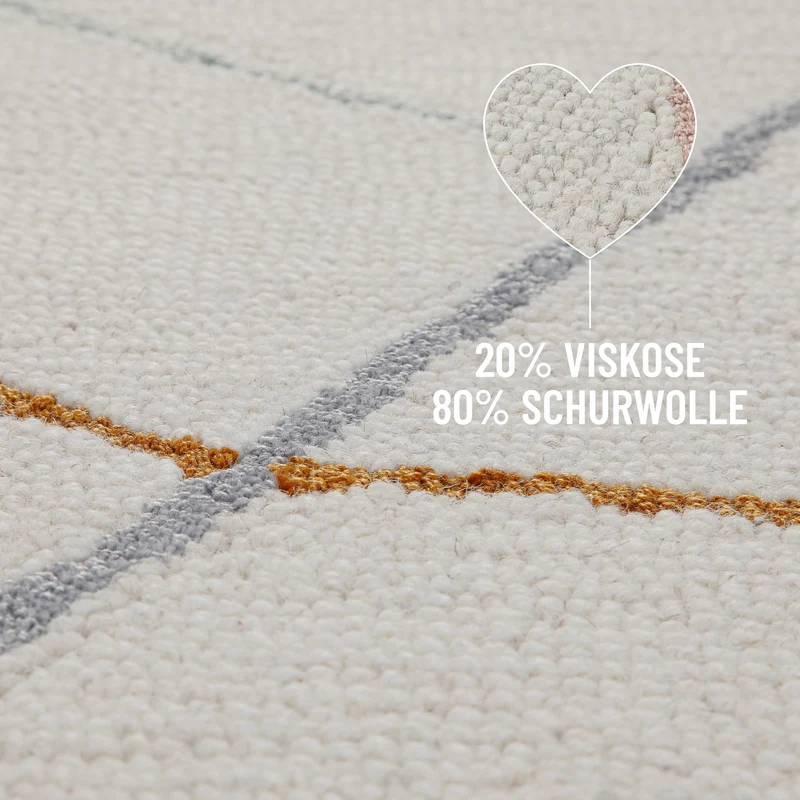 Kurzflorteppich Creme Weiß aus Schurwolle "Nox" WECONhome