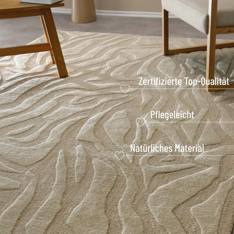 Kurzflorteppich Beige aus Schurwolle "Lior" WECONhome