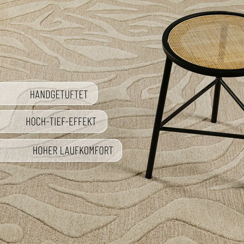 Kurzflorteppich Beige aus Schurwolle "Lior" WECONhome