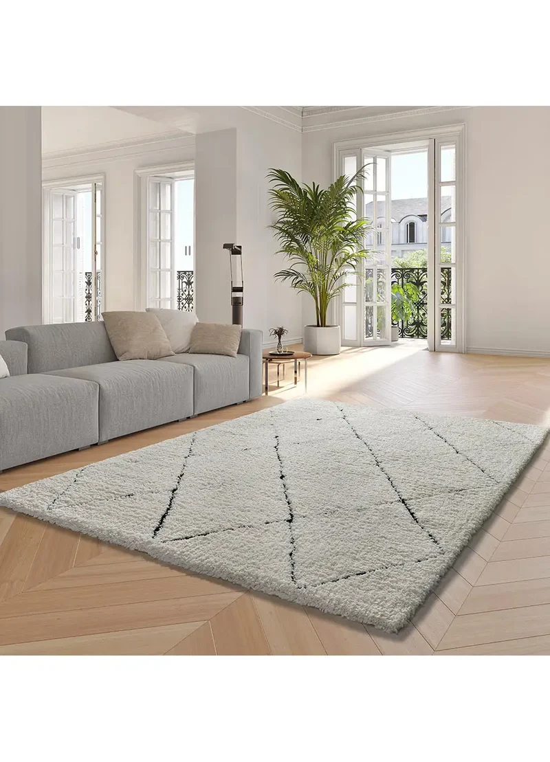 Alfombra shaggy estilo escandinavo Atesa 80260 Crema