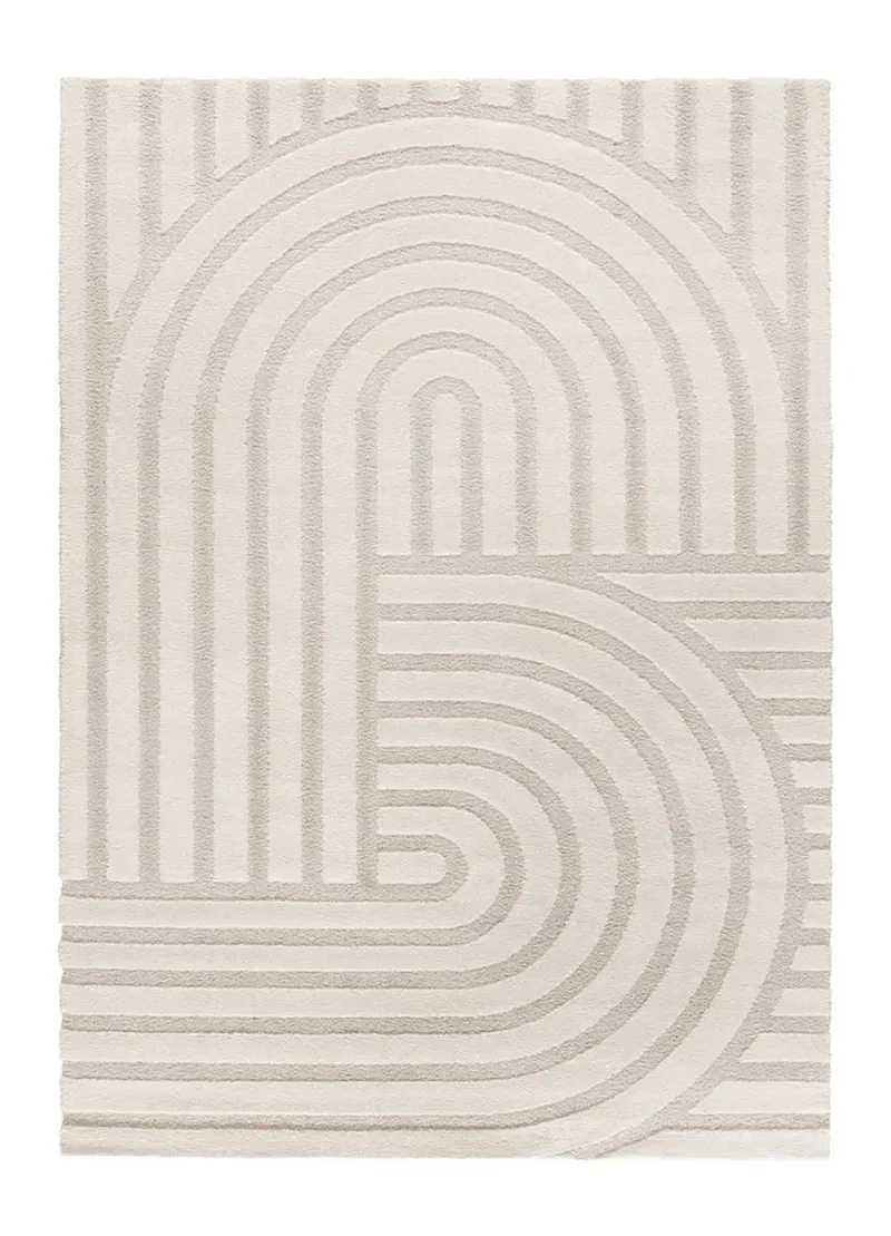 Alfombra geométrica con relieve Snowy 59773 Blanco