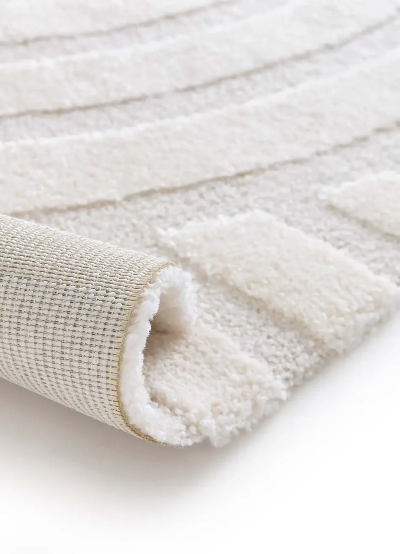 Alfombra geométrica con relieve Snowy 59773 Blanco
